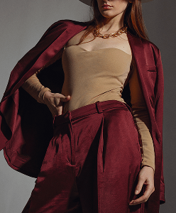 Red velvet blazer
